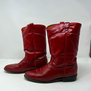 Ariat Heritage Lacer Red Leather Boots Women’s Size 8.5 In Pre-Worn Condition